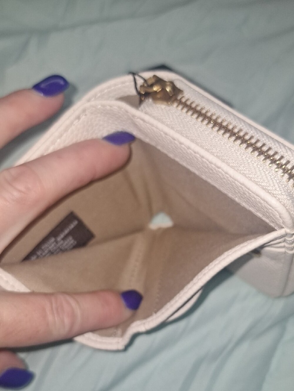 Tahari Light Pink Zip-Around Compact Wallet with Gold T Accent - Picture 5 of 6